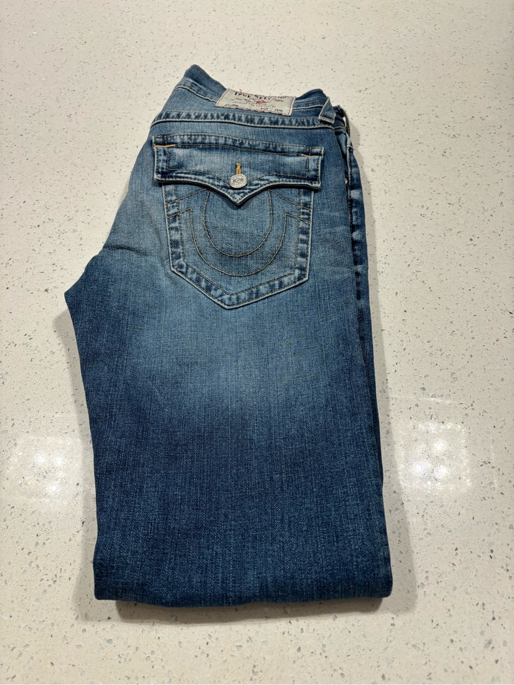 True Religion Men’s Medium Blue relaxed skinny Rocco jeans